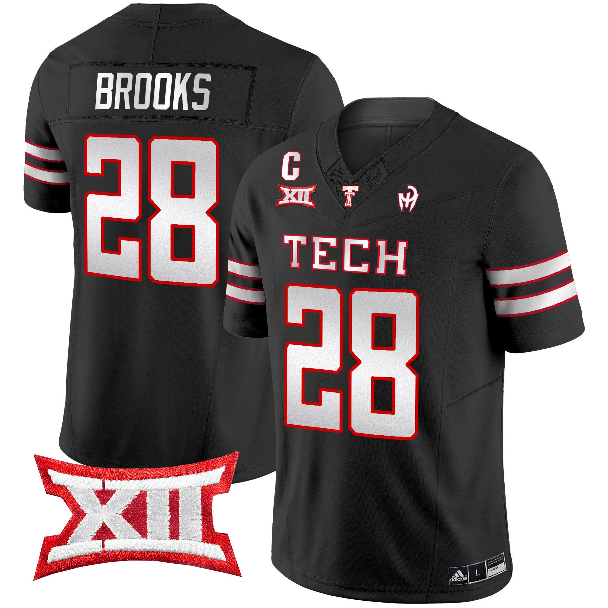 Men Texas Tech Red Raiders #28 Brooks Black 2024 Patrick Mahomes Symbol Vapor Limited NCAA Jersey style 1->ncaa teams->NCAA Jersey